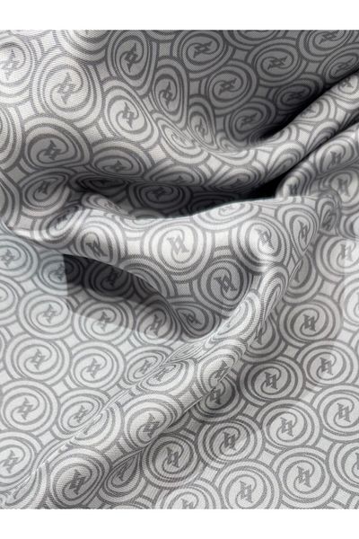 Vakko Μεταξωτό Φουλάρι Twill - Νέο Μονόγραμμα - Ασημί