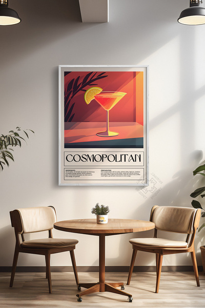 Basquiart Seria Cocktail Poster cu ramă albă, tablou, cafenea, restaurant, de...
