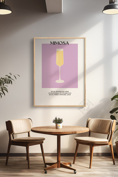 Basquiart Seria Cocktail Poster înrămat în lemn, tablou, cafenea, restaurant,...