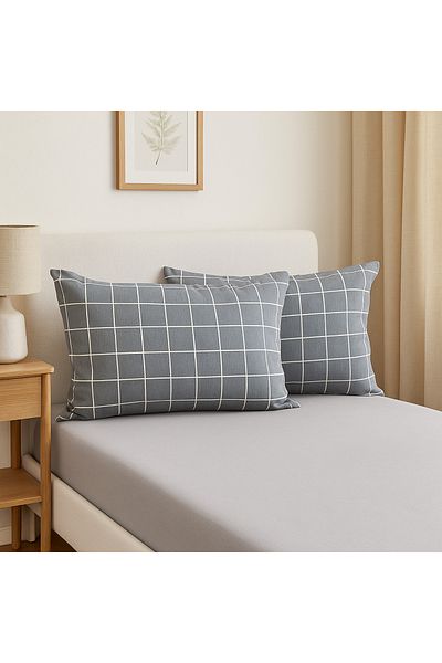 By Masuaa 2-Piece Pillow Case 50 X 70 cm Thick Threaded Zippered Plaid