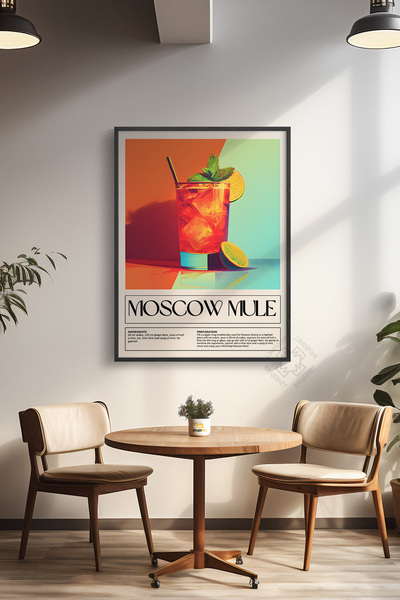 Basquiart Poster cu ramă neagră din seria Cocktail, tablou, cafenea, restaura...
