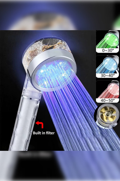 Ahlez Led Isikli Filtreli Tasarruflu Dus Basligi Isiya Gore Renk Degistiren Baslik