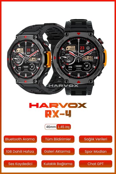 Fırsat7 HARVOX Watch RX-4 Akıllı Saat Iphone Ve Android Tüm Telefonlara Uyuml...