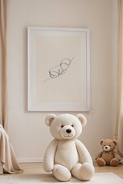 Basquiart Poster cu ramă albă pentru camera copiilor, camera bebelușilor, tab...