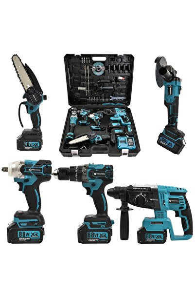 prohummer Profesyonel Akülü Süper 5li Set Makina 88vf 5ah 125mm Avuç Taşlama,...