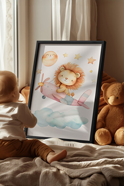 Basquiart Poster cu ramă neagră pentru camera copiilor, camera bebelușilor, t...