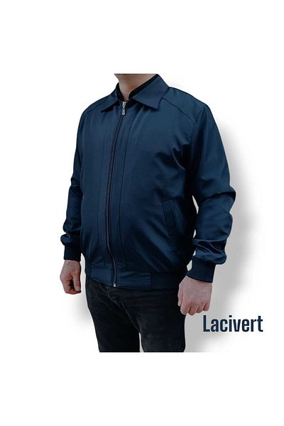 Ünal Giyim Normalve Large Size Seasonal Father's Coat with Collar, Elasticized Sleeves and Waist, Rainproof, Windproof, No Wrinkles
