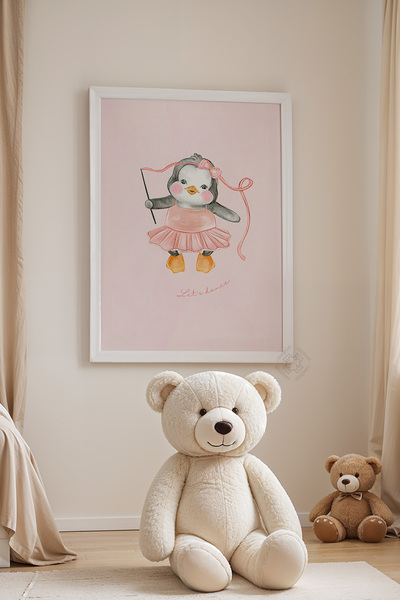 Basquiart Poster cu ramă albă pentru camera copiilor, camera bebelușilor, tab...