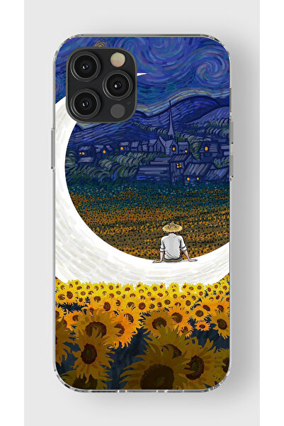 moonset Iphone 12 Pro Max Uyumlu Van Gogh Tasarımlı Baskılı Şeffaf Telefon Kı...