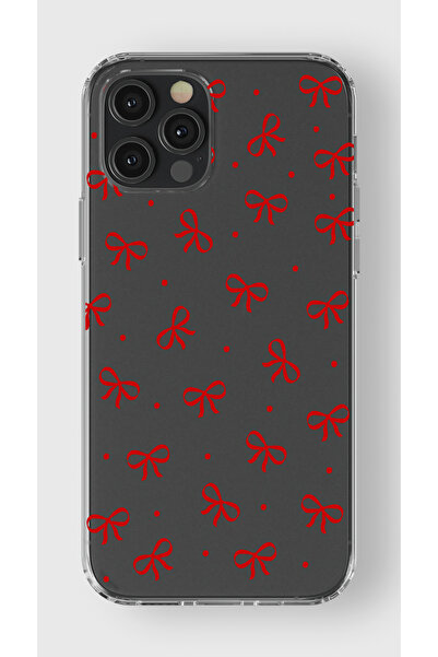 moonset Iphone 12 Pro Max Uyumlu Kurdele Tasarımlı Baskılı Şeffaf Telefon Kılıfı