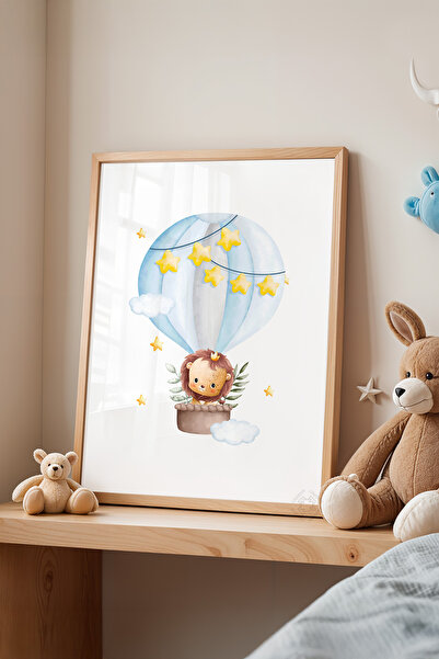 Basquiart Poster cu ramă din lemn pentru camera copiilor, camera bebelușilor,...