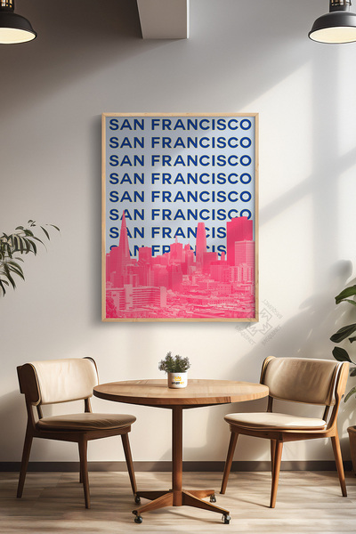 Basquiart Poster cu ramă din lemn din seria City, decor de perete pictat Nr.:63