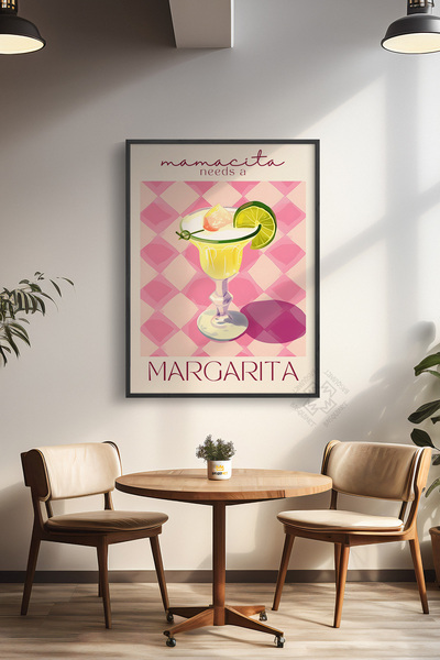 Basquiart Poster cu ramă neagră din seria Cocktail, tablou, cafenea, restaura...