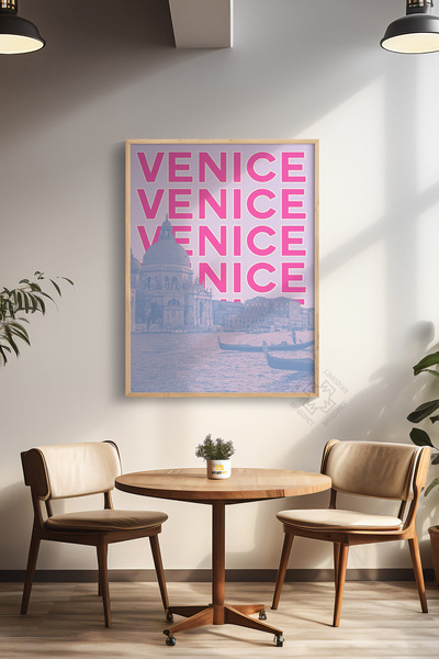 Basquiart Poster cu ramă din lemn din seria City, decor de perete pictat Nr.:75