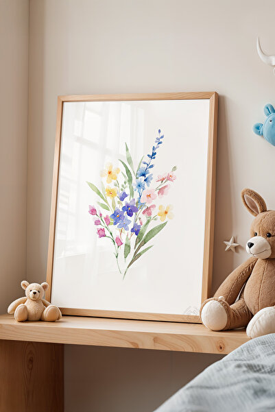 Basquiart Poster cu ramă din lemn pentru camera copiilor, camera bebelușilor,...