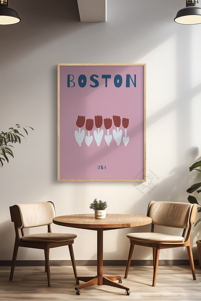 Basquiart Poster cu ramă din lemn din seria City, decor de perete pictat Nr.:41