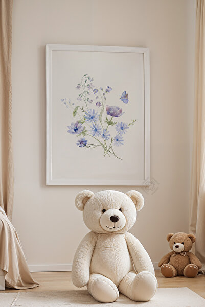 Basquiart Poster cu ramă albă pentru camera copiilor, camera bebelușilor, tab...