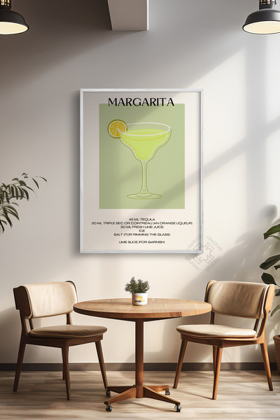Basquiart Poster cu ramă albă din seria Cocktail, tablou, cafenea, restaurant...