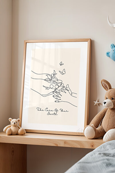 Basquiart Poster cu ramă din lemn pentru camera copiilor, camera bebelușilor,...