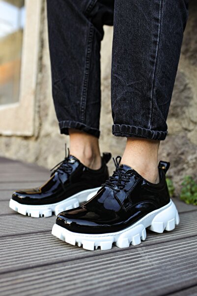pabucmarketi Lace-Up High Sole Men's Casual Shoes Black