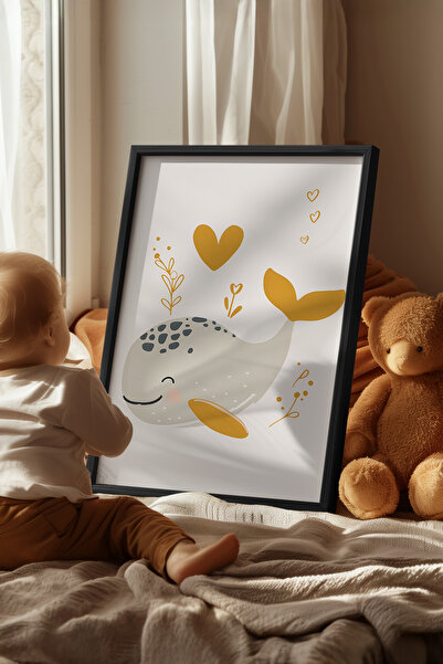 Basquiart Poster cu ramă neagră pentru camera copiilor, camera bebelușilor, t...