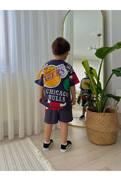 JELİBOOM Organic 100% Cotton Kids Shorts Set Basketball