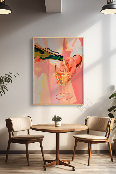 Basquiart Seria Cocktail Poster cu ramă din lemn, tablou, cafenea, restaurant...