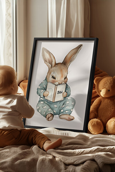 Basquiart Poster cu ramă neagră pentru camera copiilor, camera bebelușilor, t...