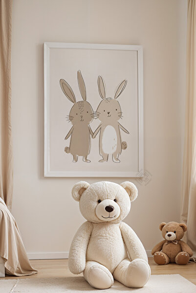 Basquiart Poster cu ramă albă pentru camera copiilor, camera bebelușilor, tab...