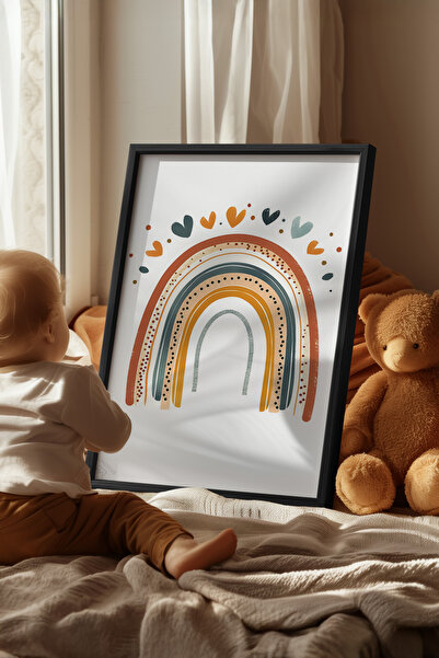 Basquiart Poster cu ramă neagră pentru camera copiilor, camera bebelușilor, t...