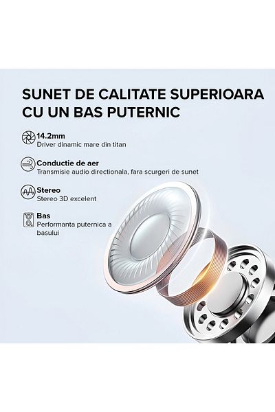 IMA TREND Casti Wireless Bluetooth IMA Trend CY-30, ENC, ANC, 40h Autonomie, Control Tactil, IPX5, Negru