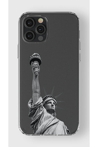 moonset Iphone 12 Pro Max Uyumlu Özgürlük Heykeli Tasarımlı Baskılı Şeffaf Te...