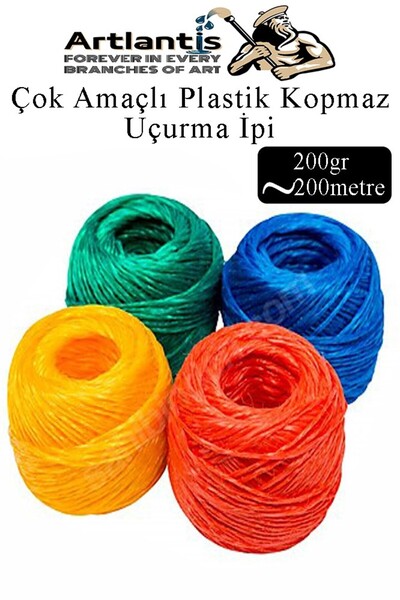 Artlantis Çok Amaçlı Plastik Kopmaz Uçurtma İpi Çamaşır İpi 4 Adet Renkli 200...