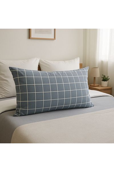 By Masuaa 2-Piece Pillow Case 50 X 70 cm Thick Threaded Zippered Plaid