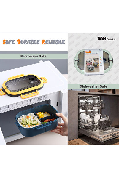 YAH Creation YAH Bento Lunch Box - Leak-Proof, BPA-Free, 2 Layers, Microwave & Dishwasher Safe, Includes Cutlery