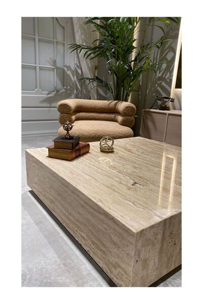 SMF MERMER Doğal Traverten Orta Sehpa