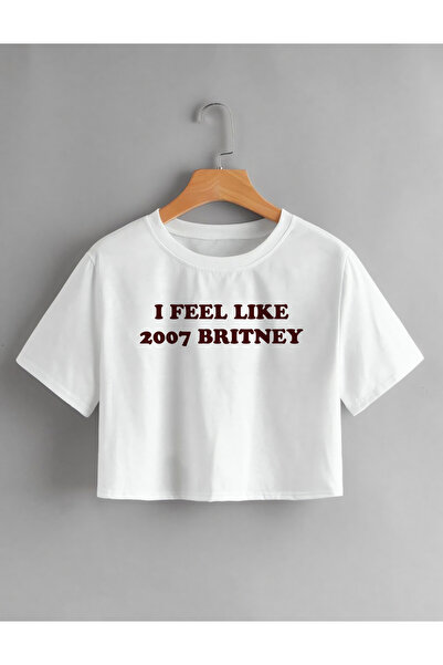 SVART WEAR أشعر وكأنني 2007 بريتني تصميم المرأة المحاصيل تي شيرت