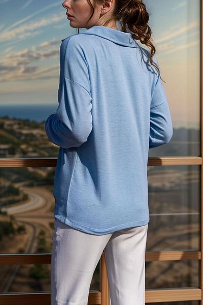 bacc Bluză de damă Baby Blue cu gât polo Bcbsk-25700-2940