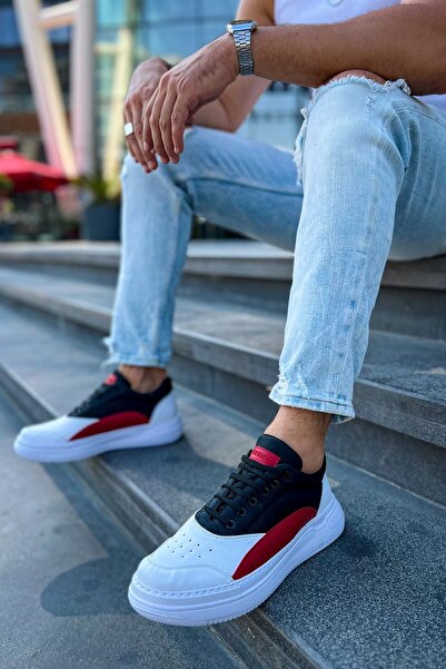 pabucmarketi Lace-Up Men's Sports Shoes White Red Black