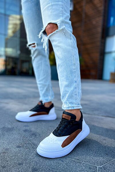 pabucmarketi Lace-Up Men's Sports Shoes White Tan Black