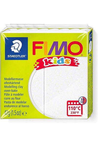 LUXE Nslmshop 8030-052 - Fimo Kids Normalblock, 42 G, Weiß Glitter Life Store 1037065