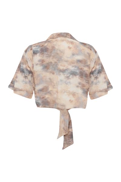 Mudo Printed Tie Back Shirt Bluz