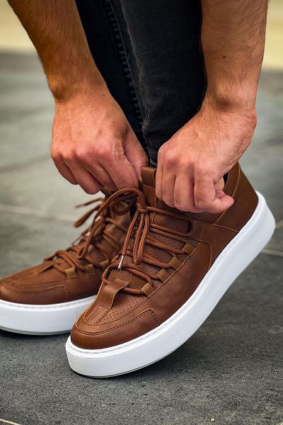 pabucmarketi Lace Detailed Men's Casual Shoes Tan