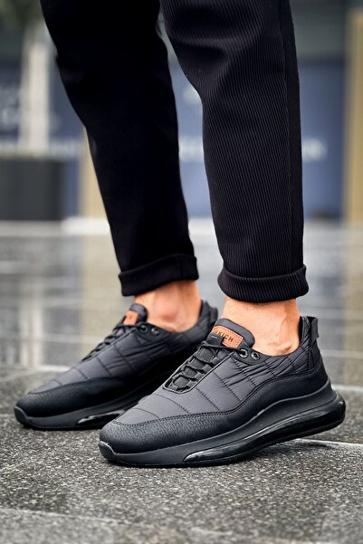pabucmarketi Lace-Up Parachute Fabric Men's Sports Shoes Black