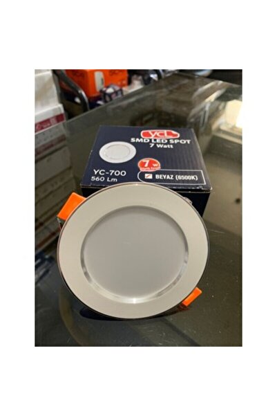 YCL 10 ADET 7W SMD LED GÜMÜŞ KASA BEYAZ IŞIK YC-700B (7,5CM KESİM ÇAPI)