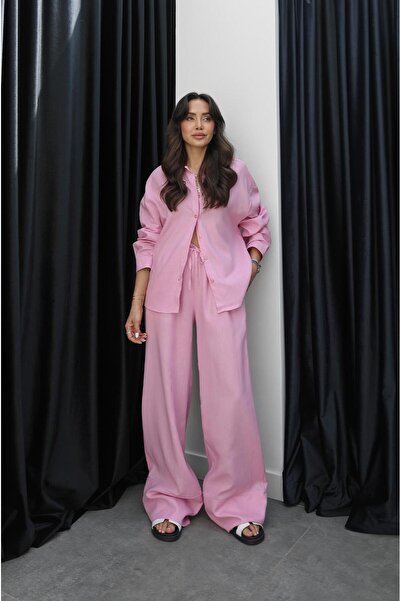 Havoş Pink Vinca Shirt Pants Linen Set