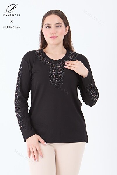 Ravencia Γυναικεία μεσήλικας και άνω Βισκόζη ριγέ λουλούδι με πέτρα κεντημένη...