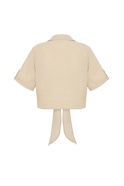 Mudo Short Sleeve Crop Shirt with Tie Detail