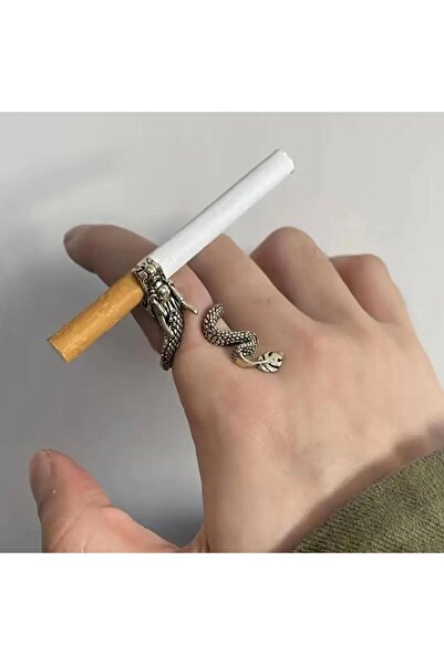 Tudivanyu Aksesuar Ejderha Şekilli Sigara Tutucu Parmak Yüzüğü, Parmak Sararm...