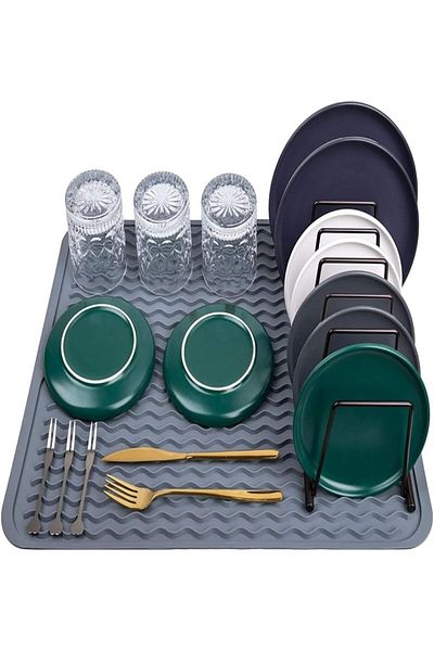 Mu Art Ahşap Mrt Silicone Dish Drying Mat Dish Rack Dish Mat Dish Drying Rack Art